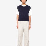 MHL - Pleated Crop Trouser - Dry Ctn Linen - Pale Stone