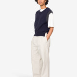 MHL - Pleated Crop Trouser - Dry Ctn Linen - Pale Stone