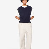 MHL - Pleated Crop Trouser - Dry Ctn Linen - Pale Stone