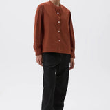 MHL | Button Through Collarless Shirt - Brick