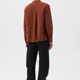 MHL | Button Through Collarless Shirt - Brick