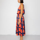 Folk | Folk Pleated Scoop Back Vest - Abstract Block Print Navy