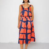 Folk | Folk Pleated Scoop Back Vest - Abstract Block Print Navy