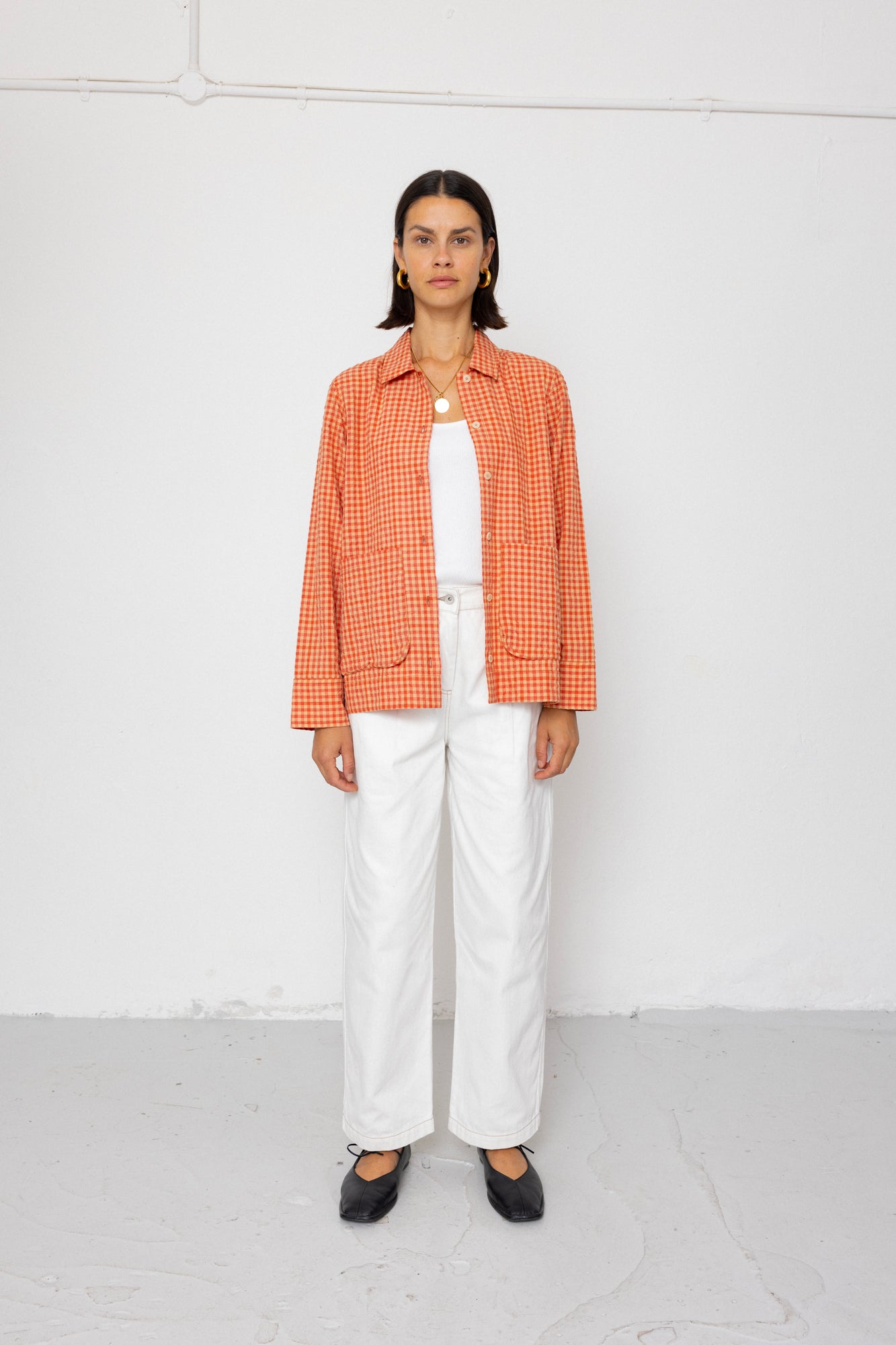 Folk | Folk Pleated Shirt - Red Oxide Textured Check