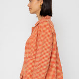 Folk | Folk Pleated Shirt - Red Oxide Textured Check