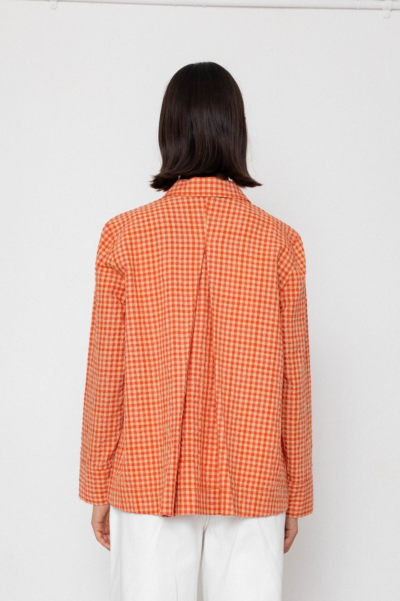 Folk | Folk Pleated Shirt - Red Oxide Textured Check