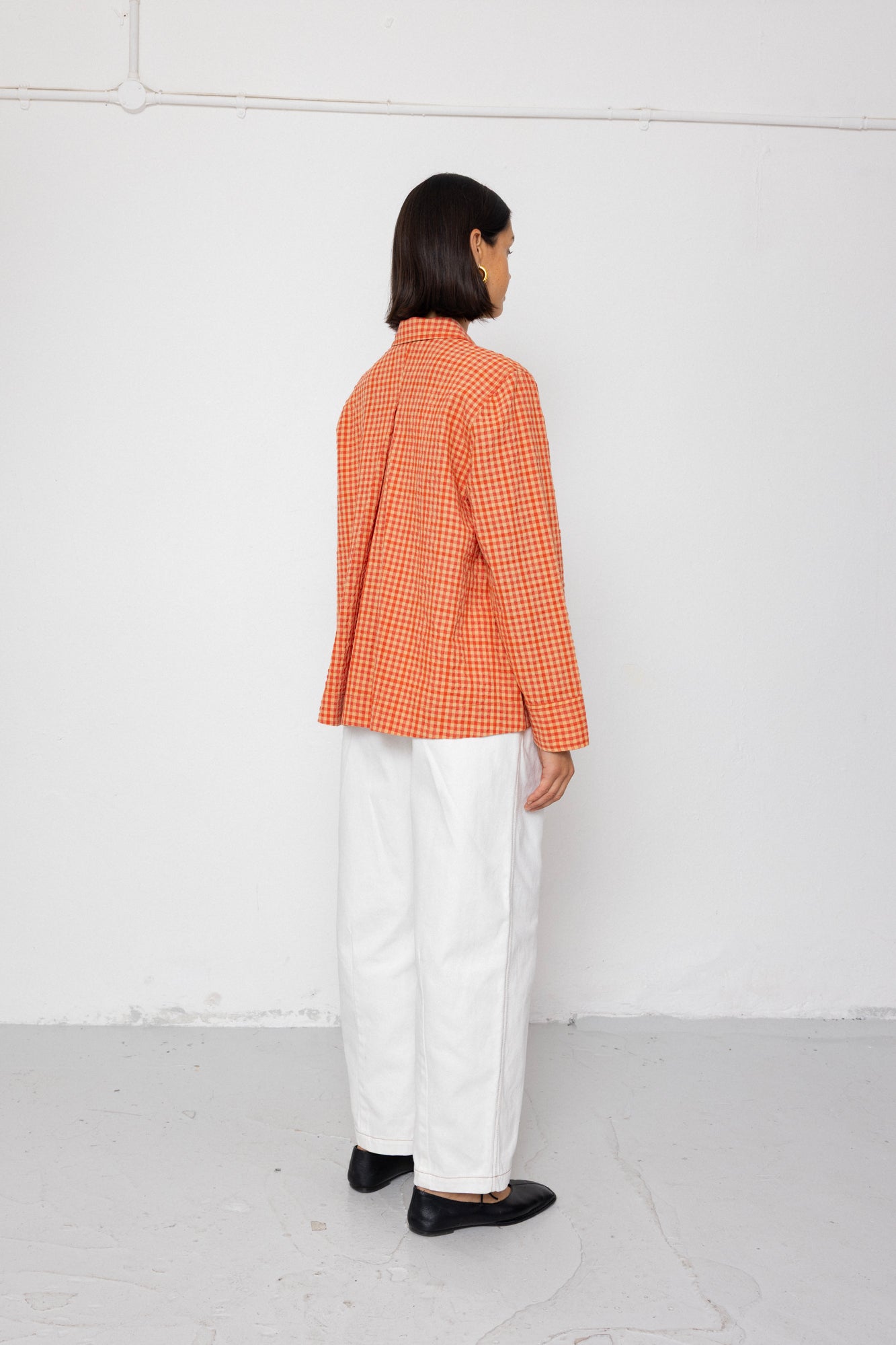 Folk | Folk Pleated Shirt - Red Oxide Textured Check