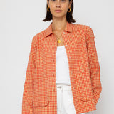 Folk | Folk Pleated Shirt - Red Oxide Textured Check