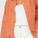 Folk | Folk Pleated Shirt - Red Oxide Textured Check