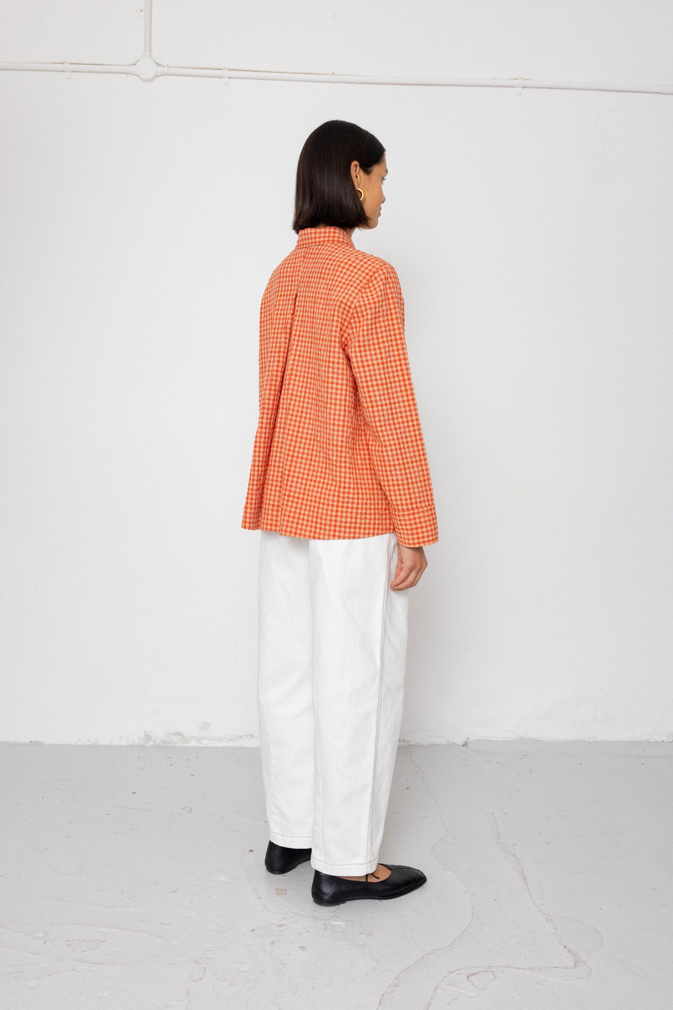 Folk | Folk Pleated Shirt - Red Oxide Textured Check