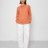 Folk | Folk Pleated Shirt - Red Oxide Textured Check
