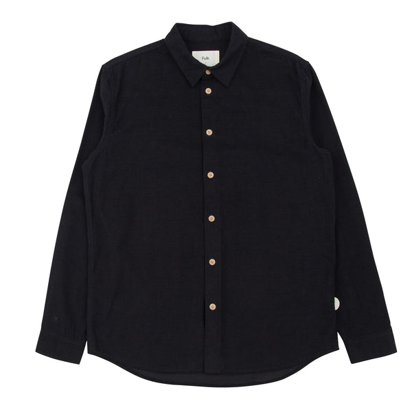 Relaxed Babycord Shirt - Black Microcheck