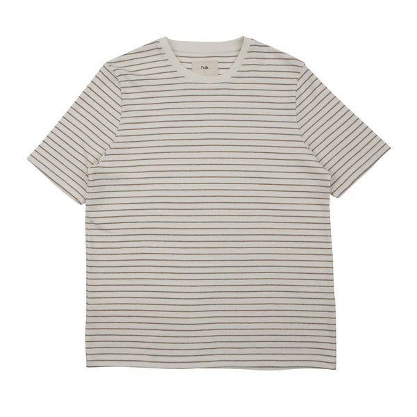 SS Textured Stripe Tee - Tobacco Stripe
