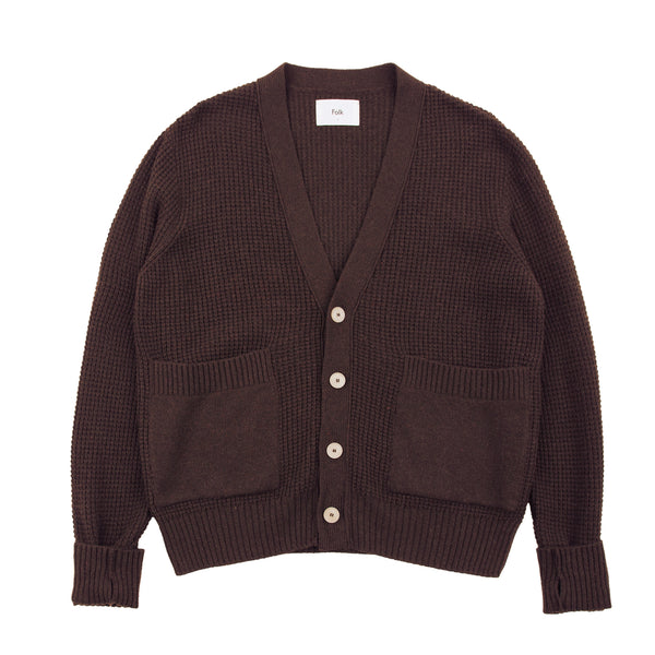 Waffle Cardigan - Brown
