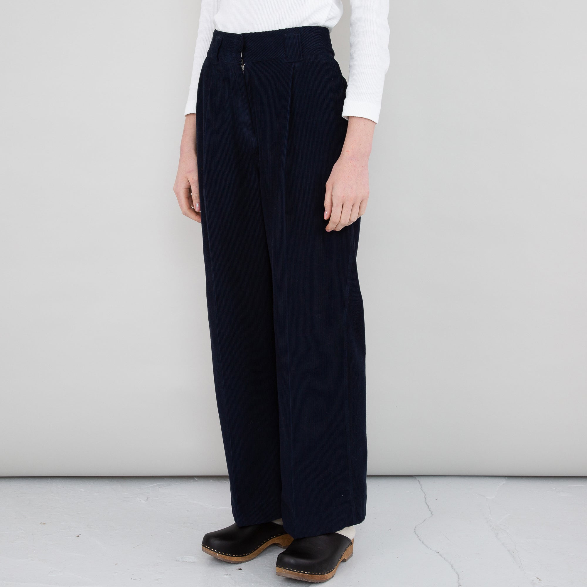 Folk | Pleated Pant - Navy Cord