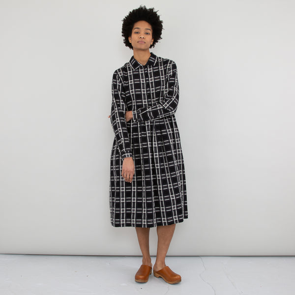 LS Loom Dress - Black Window Check