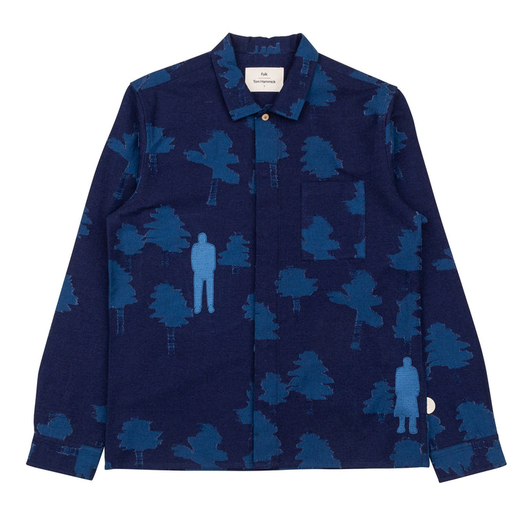 Patch Shirt - Indigo Tree Jacquard TH