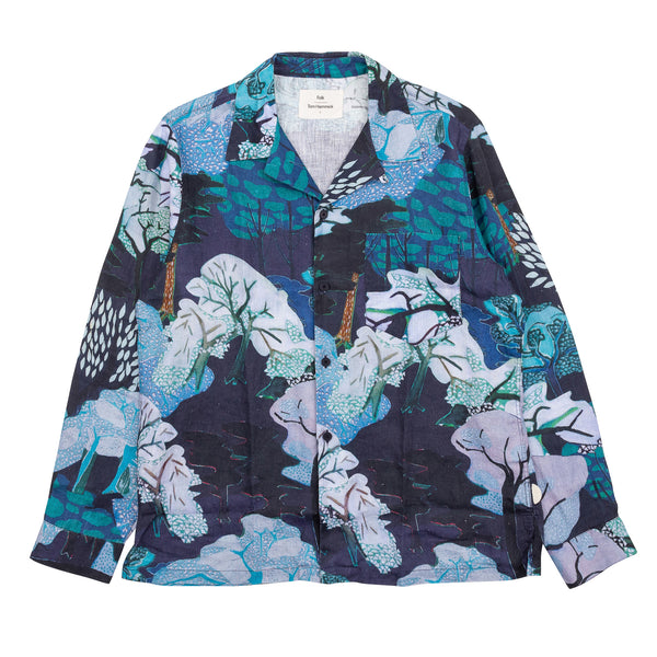 LS Soft Collar Shirt - Forest Print Navy TH