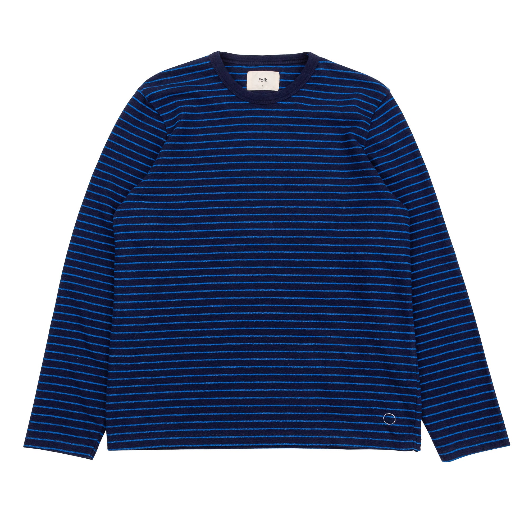 Folk | LS Textured Stripe Tee - Navy/ Blue