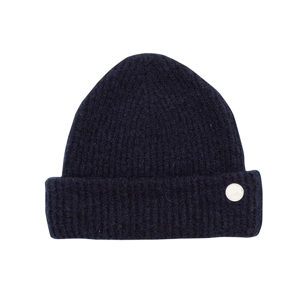 Chain Rib Beanie - Navy Mohair