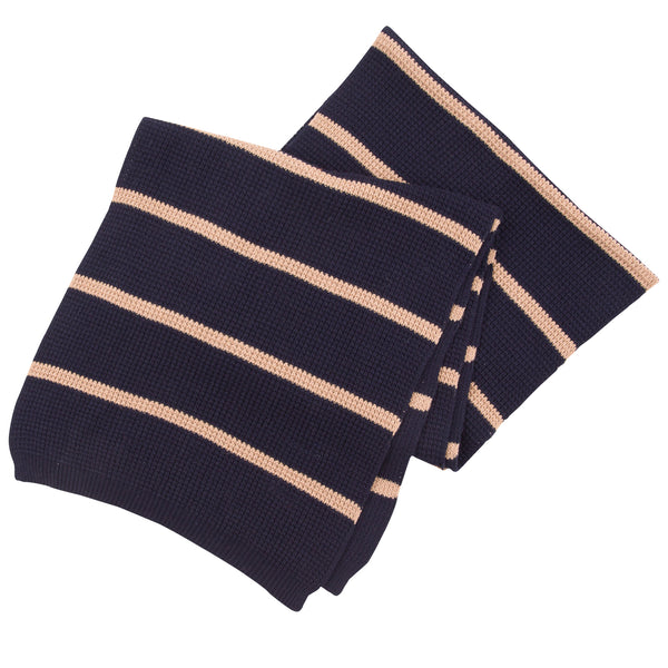 Waffle Scarf - Navy Stripe