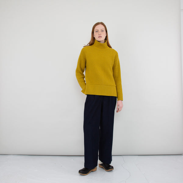 Pleated Pant - Navy Cord