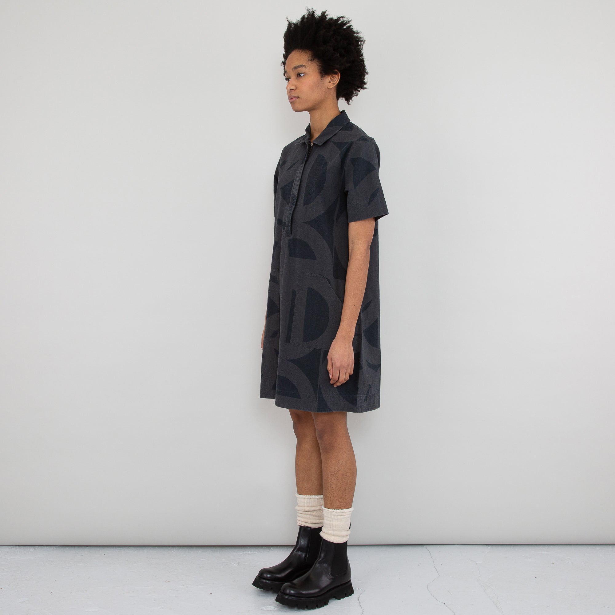 Folk | A-Line Zip Dress - Link Print Dark