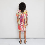 Shirt Dress Women's - Cutout Print Coral Multi