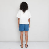 Short Sleeve Soft Collar Shirt Women's - Double Layer Ecru Voile