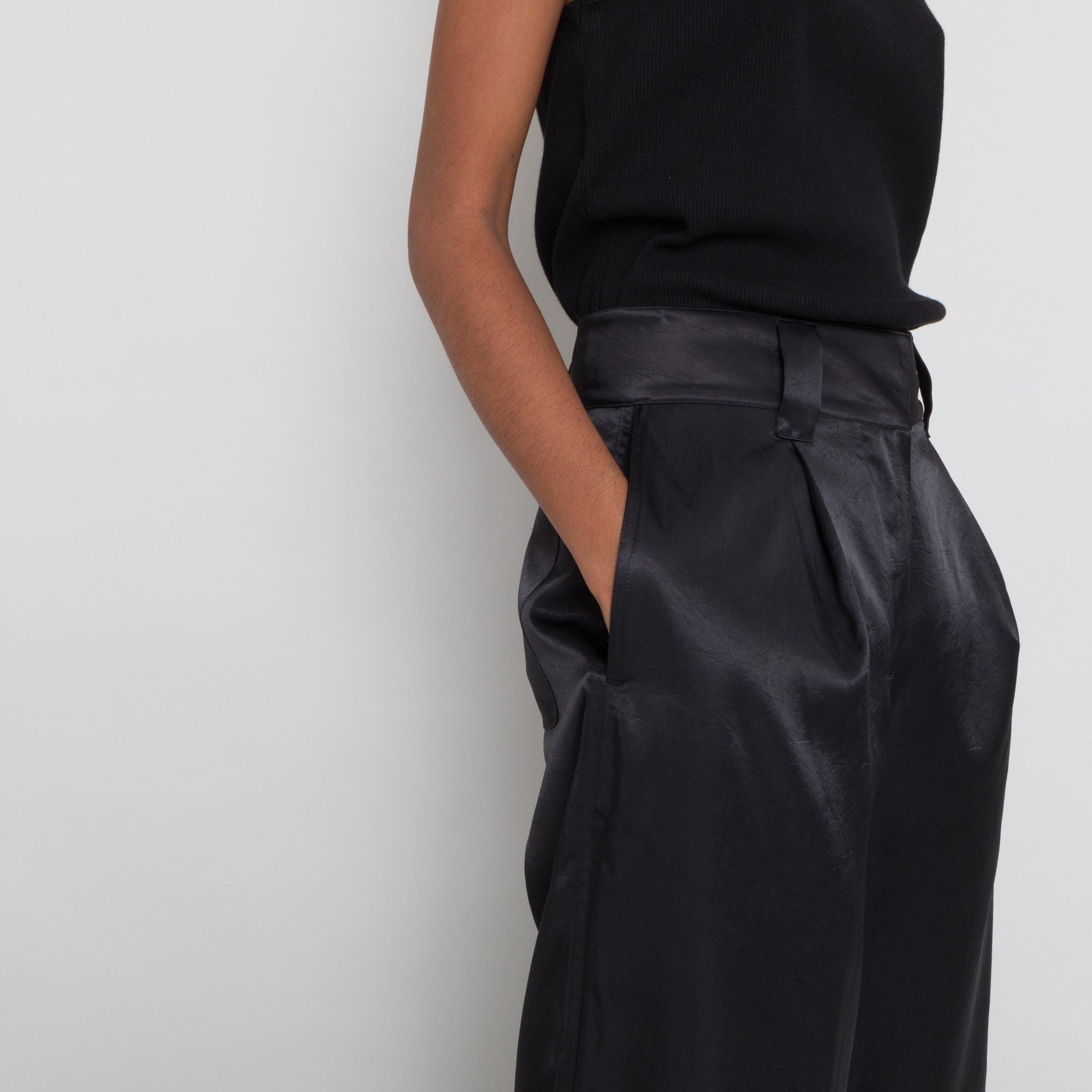 Black pleated pants best sale womens