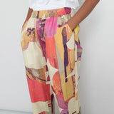 Drawcord Signal Pants Women's - Cutout Print Coral Multi