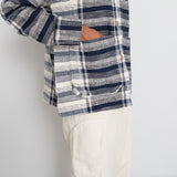 Pleated Shirt Women's - Navy Basket Weave Check