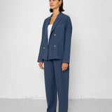 Folk | Folk Relaxed Fit Blazer - Soft Indigo Overdyed Stripe
