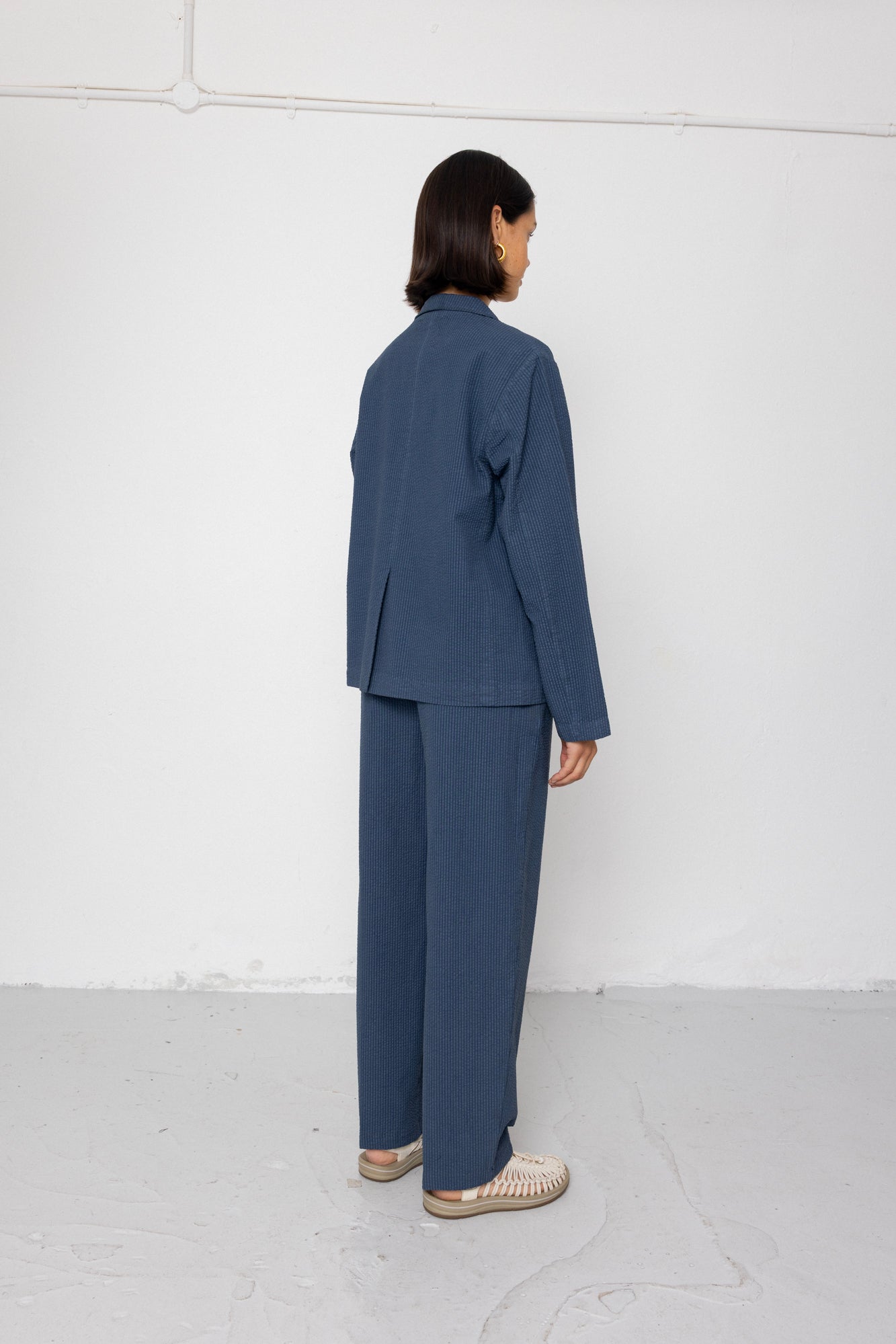 Folk | Folk Relaxed Fit Blazer - Soft Indigo Overdyed Stripe