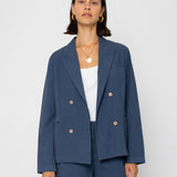 Folk | Folk Relaxed Fit Blazer - Soft Indigo Overdyed Stripe