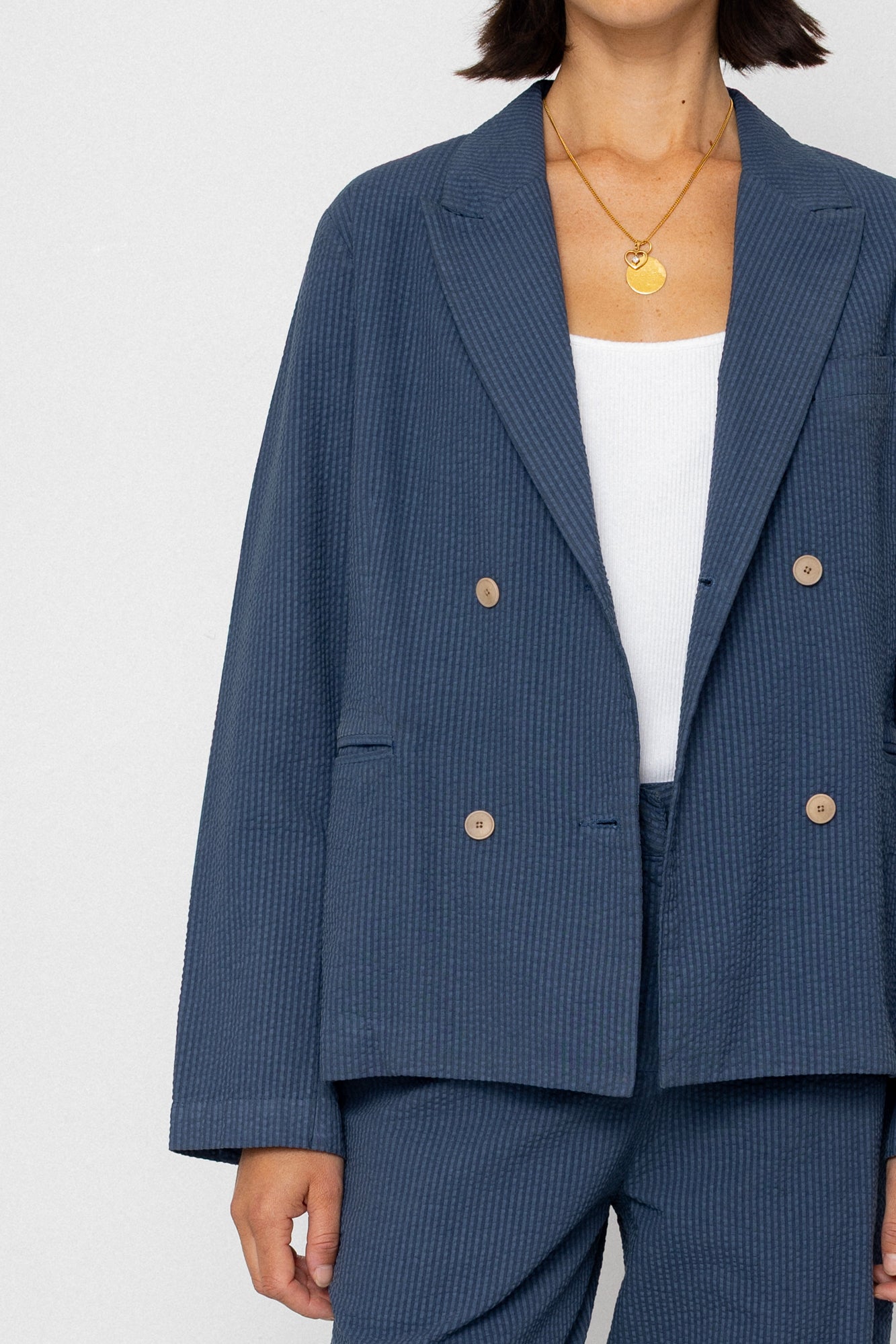 Folk | Folk Relaxed Fit Blazer - Soft Indigo Overdyed Stripe