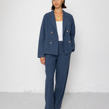 Folk | Folk Relaxed Fit Blazer - Soft Indigo Overdyed Stripe