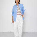 Boyfriend Shirt - Sky Blue Seersucker