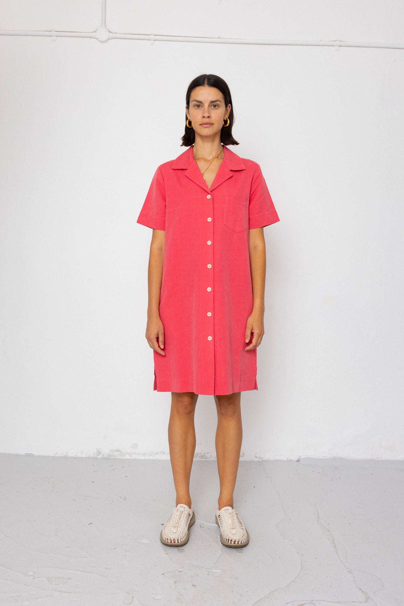 Folk | Folk Shirt Dress - Rose Red