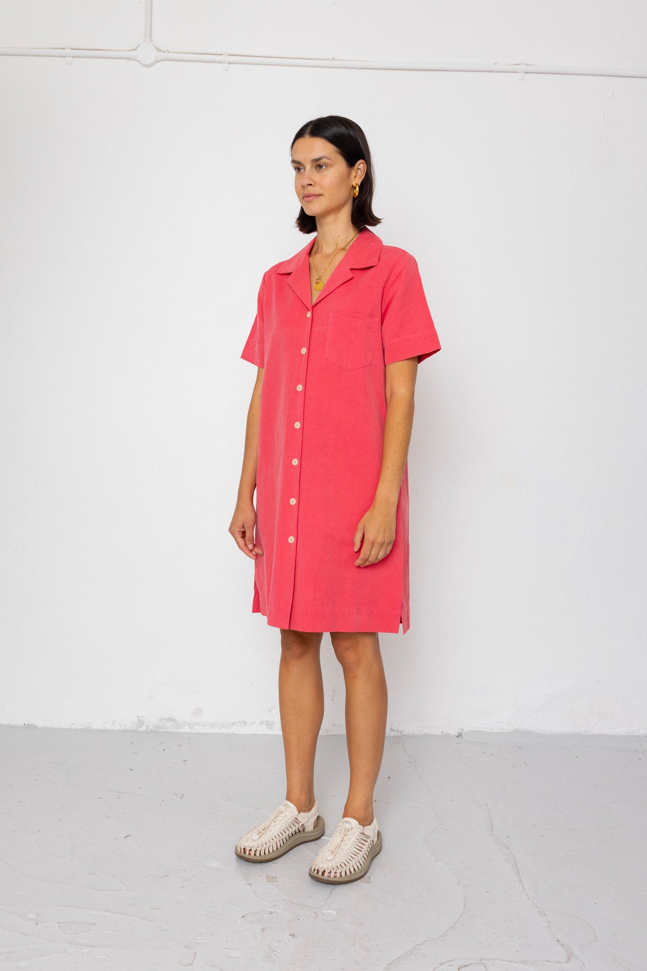 Folk | Folk Shirt Dress - Rose Red