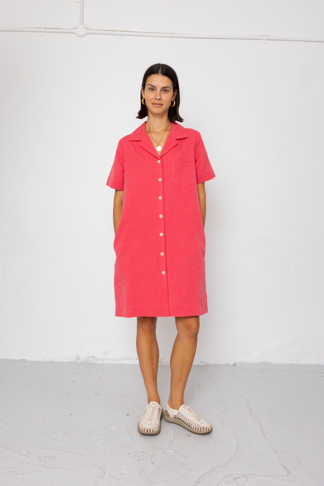 Folk | Folk Shirt Dress - Rose Red