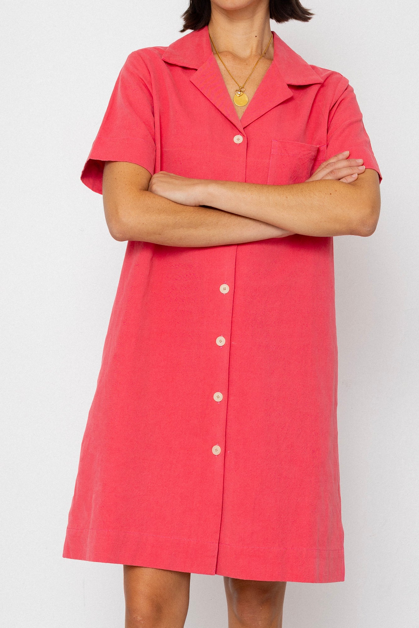 Folk | Folk Shirt Dress - Rose Red