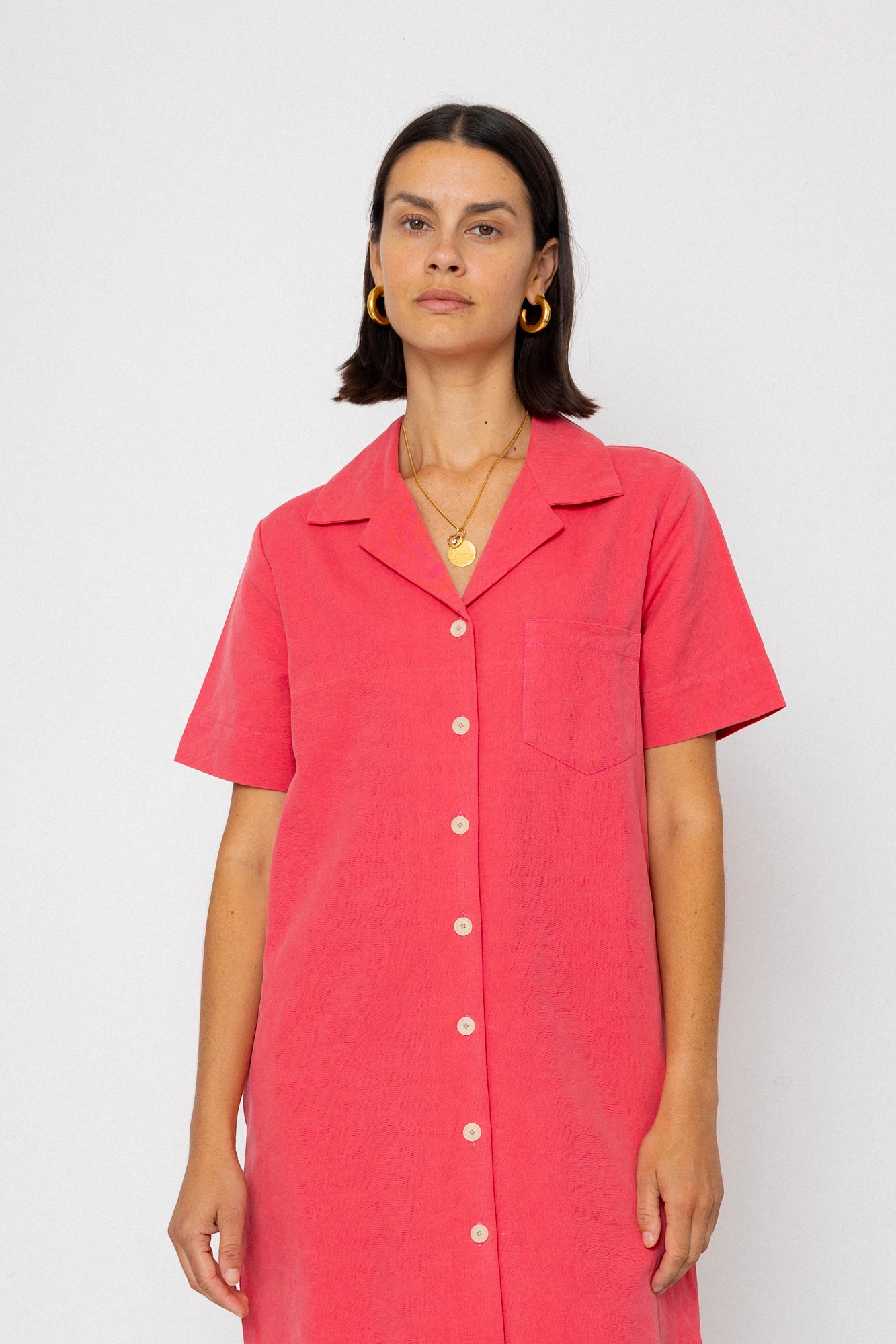 Folk | Folk Shirt Dress - Rose Red