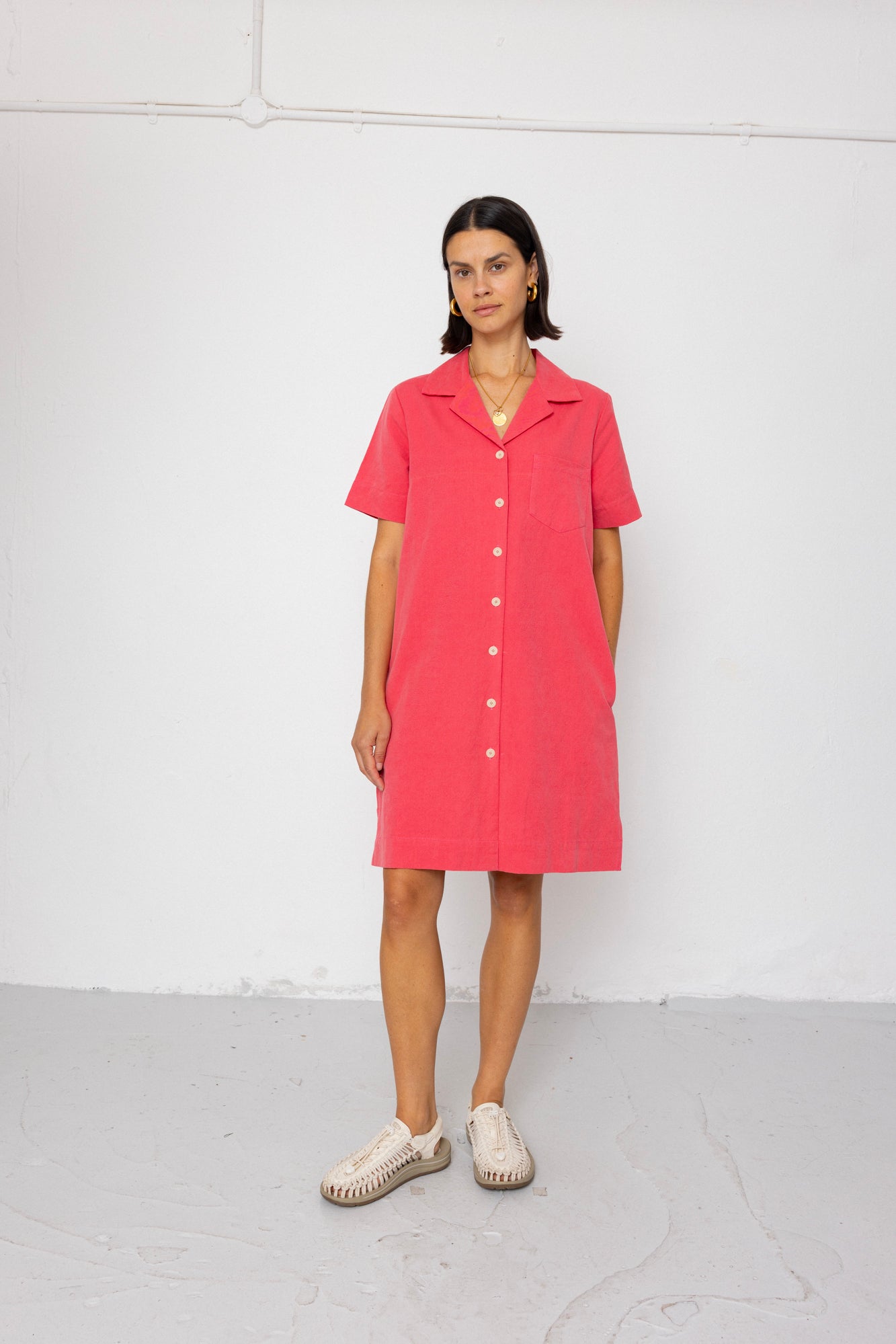Folk | Folk Shirt Dress - Rose Red
