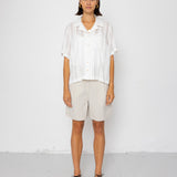Folk | Folk Short Sleeve Soft Collar Shirt - Off White Dobby Stripe