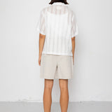 Folk | Folk Short Sleeve Soft Collar Shirt - Off White Dobby Stripe