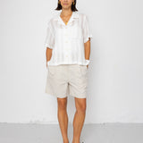 Folk | Folk Short Sleeve Soft Collar Shirt - Off White Dobby Stripe