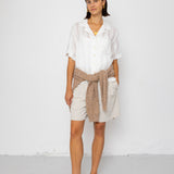 Folk | Folk Short Sleeve Soft Collar Shirt - Off White Dobby Stripe