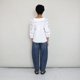 SIDELINE - Spring Shirt - White / Lilac Embroidery