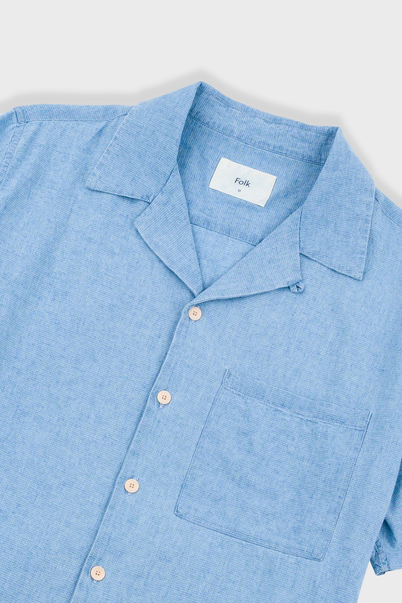 Folk Relaxed Soft Collar Shirt - Indigo Microcheck